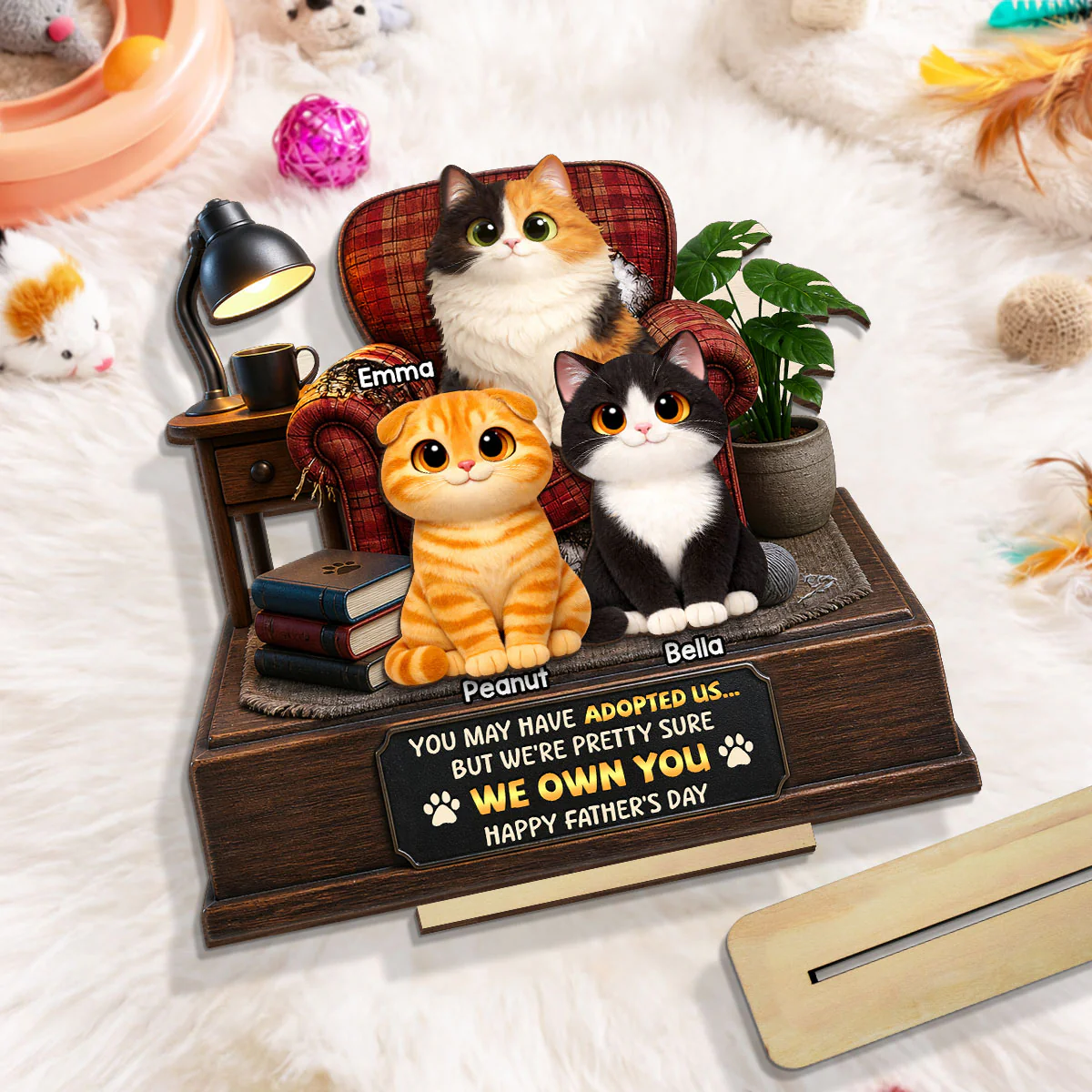 Pretty Sure We Own You - Personalized 2-Layered Wooden Plaque - Funny Gift for Cat Dad - Image 4