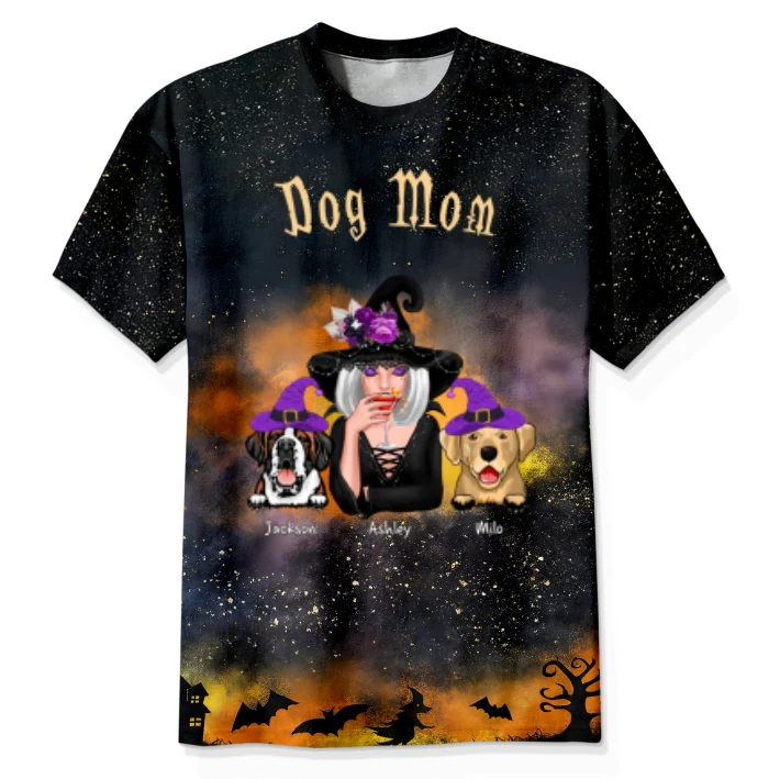 Pretty Witch Dog Mom Witchy Ombre Tie-Dye Pattern Personalized Shirt, Pawfect Costume for Dog Lover - Image 10