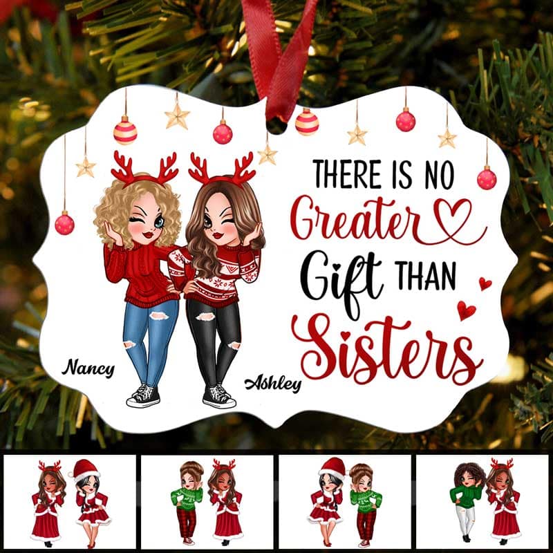 Pretty Women Besties Forever Best Friends Personalized Christmas Ornament - Image 2