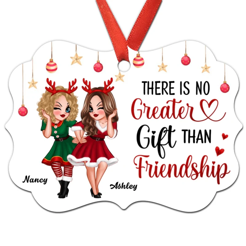 Pretty Women Besties Forever Best Friends Personalized Christmas Ornament - Image 3