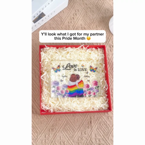 Pride Month LGBT Couple Birth Month Flowers Personalized Rectangle Acrylic Block Plaque, Gift For Couple - Image 2