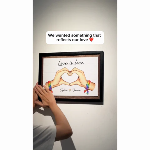Pride Month LGBT Couple Heart Hands Personalized Poster, Gift For Couple - Image 2