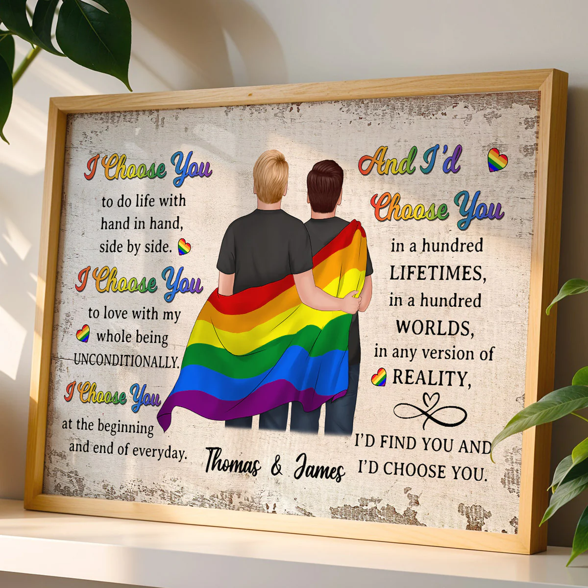 Pride Month LGBTQ+ Couple I Choose You Personalized Poster, Gift For Couple - Image 4
