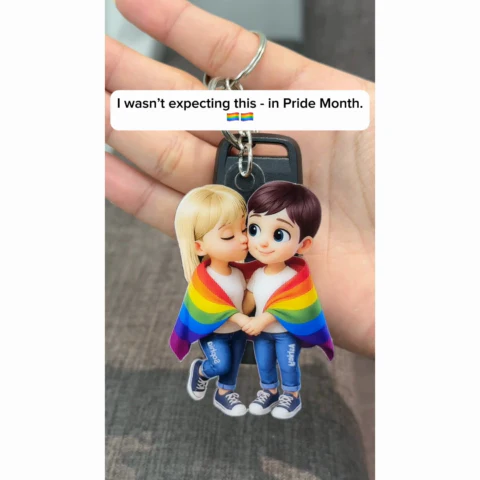 Pride Month LGBT Couple Love Is Love Personalized Acrylic Keychain, Gift For Couple - Image 2