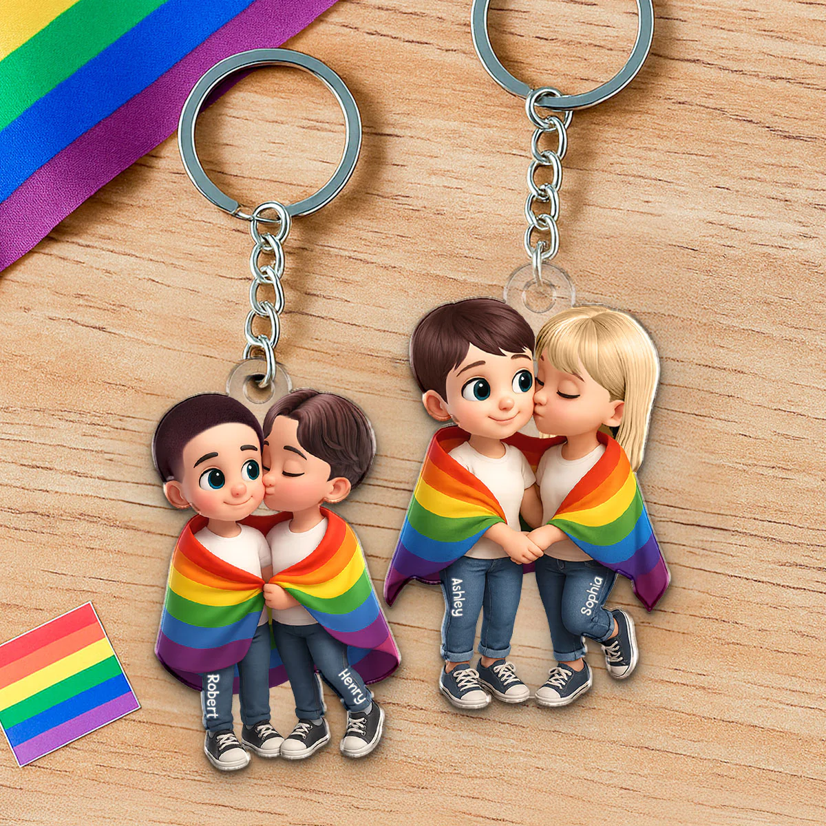 Pride Month LGBT Couple Love Is Love Personalized Acrylic Keychain, Gift For Couple - Image 4