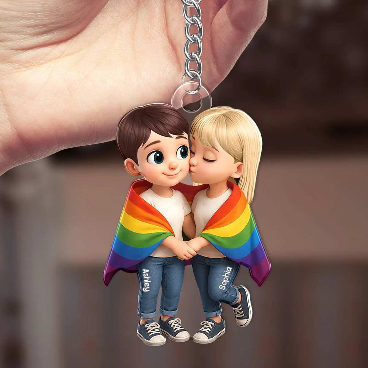 Pride Month LGBT Couple Love Is Love Personalized Acrylic Keychain, Gift For Couple - Image 6