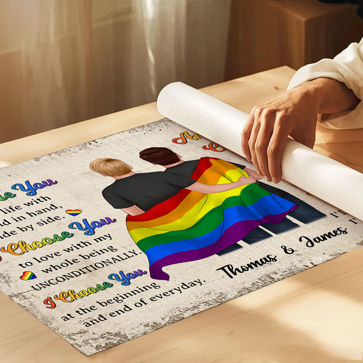 LGBTQ+ Couple I Choose You Pride Month Personalized Poster, Gift For Couple - Image 5
