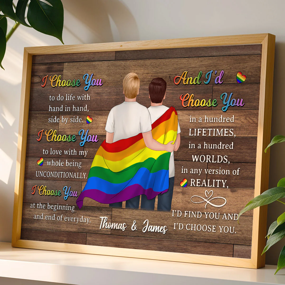 LGBTQ+ Couple I Choose You Pride Month Personalized Poster, Gift For Couple - Image 6