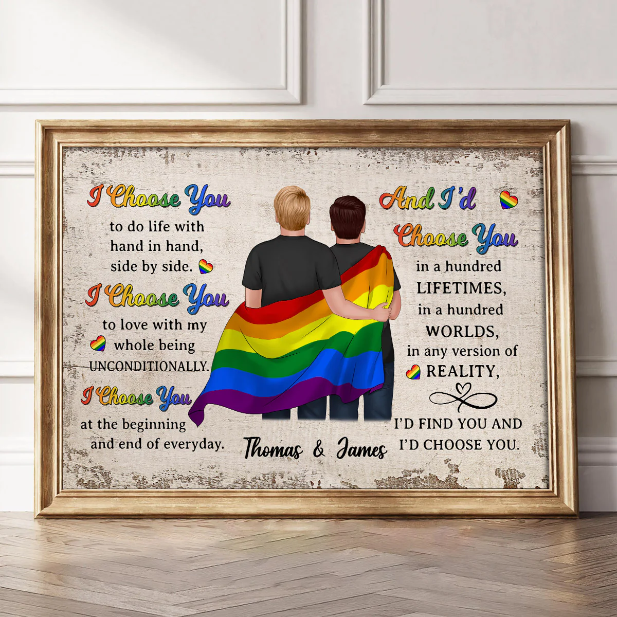 LGBTQ+ Couple I Choose You Pride Month Personalized Poster, Gift For Couple - Image 7