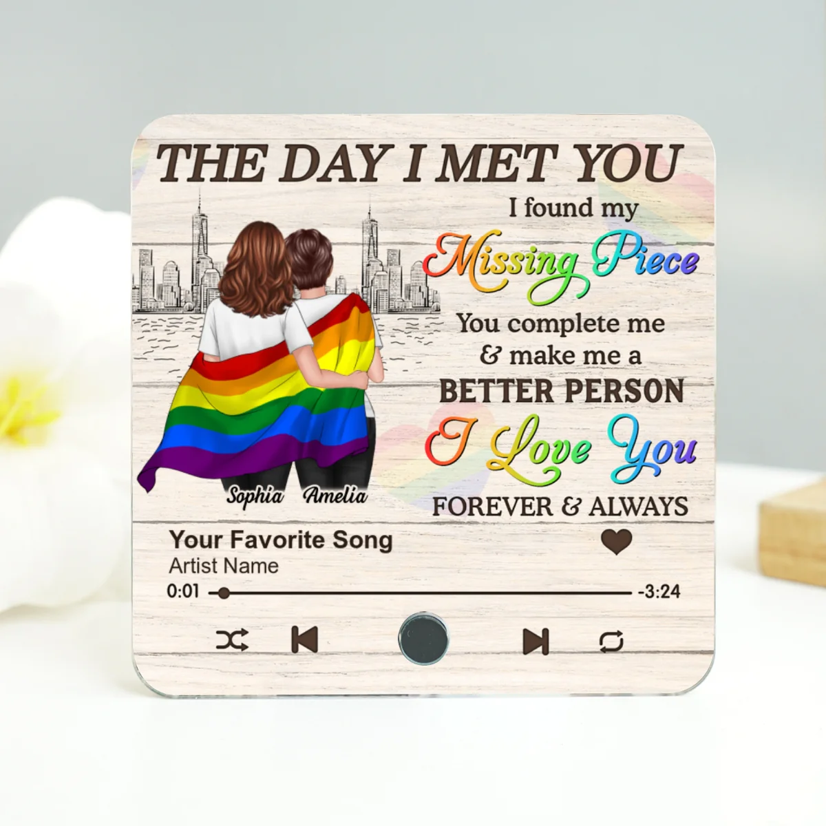 Pride Month LGBT Couple The Day I Met You Personalized Music Fridge Magnet, Gift For Couple - Image 13