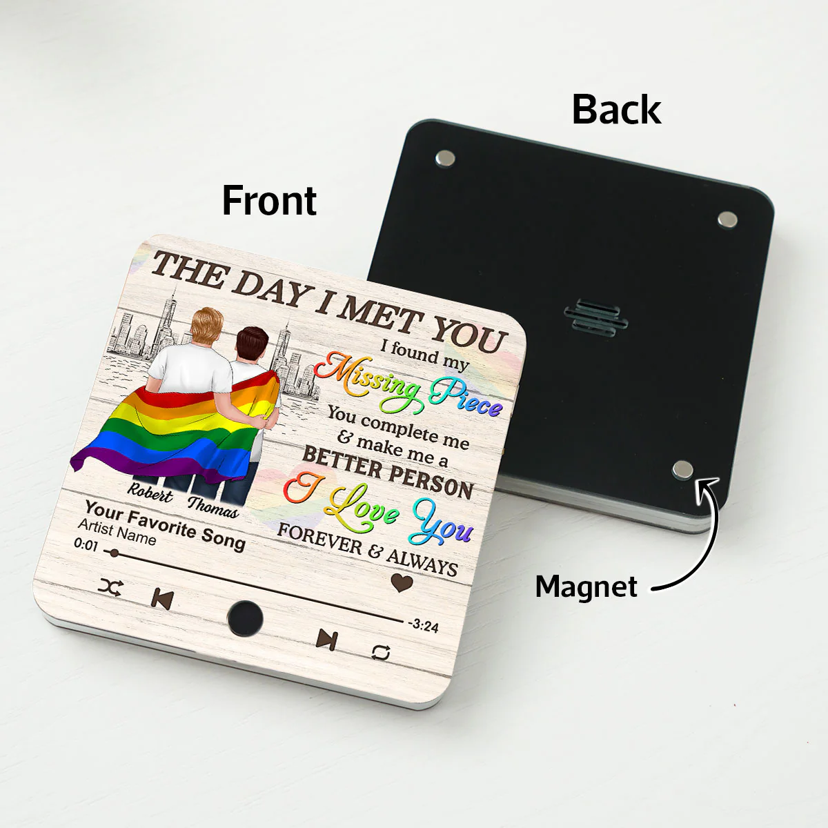 Pride Month LGBT Couple The Day I Met You Personalized Music Fridge Magnet, Gift For Couple - Image 5
