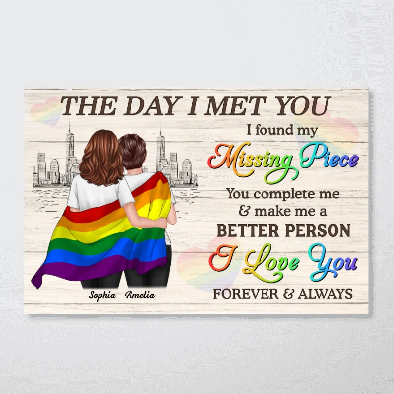Pride Month LGBTQ+ Couple The Day I Met You Personalized Poster, Gift For Couple - Image 13