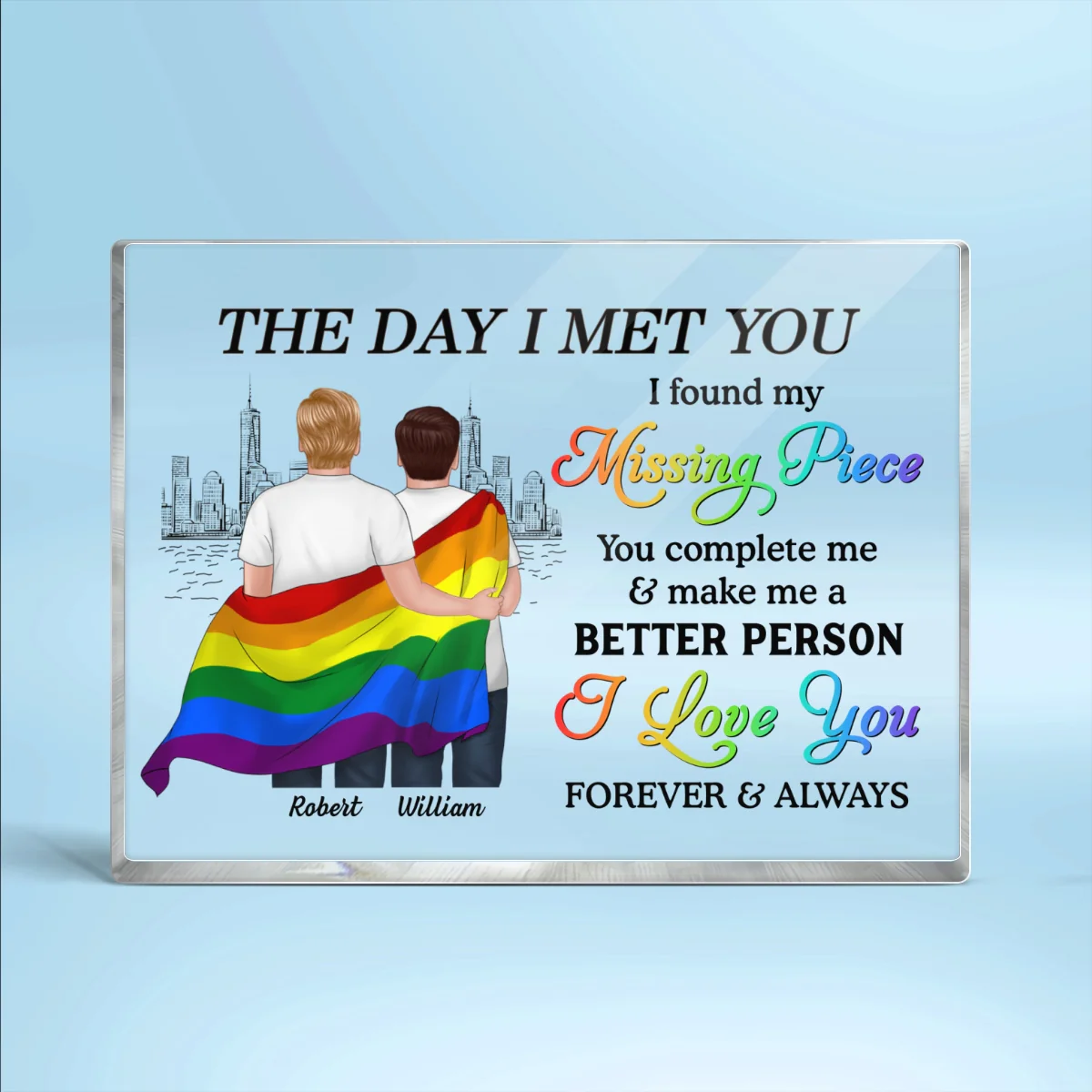 Pride Month LGBT Couple The Day I Met You Personalized Rectangle Acrylic Block Plaque, Gift For Couple - Image 11