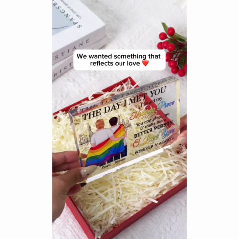 Pride Month LGBT Couple The Day I Met You Personalized Rectangle Acrylic Block Plaque, Gift For Couple - Image 2