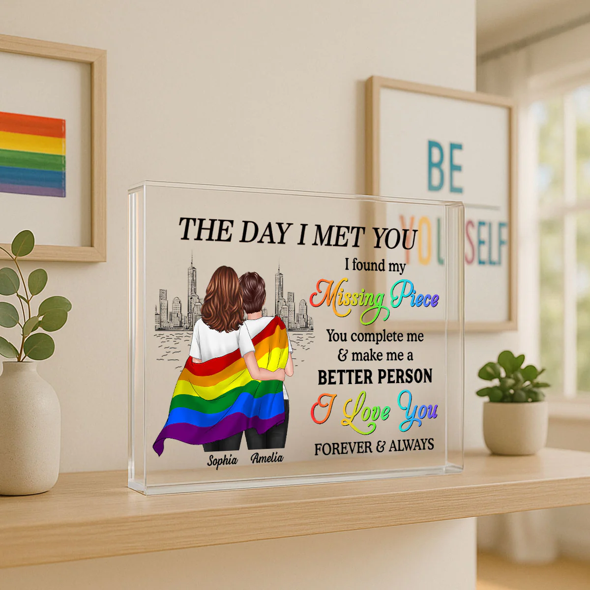 Pride Month LGBT Couple The Day I Met You Personalized Rectangle Acrylic Block Plaque, Gift For Couple - Image 9