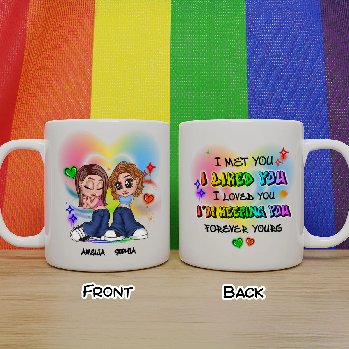 Pride Month LGBT Y2K Couple I Met You Personalized Mug, Gift For Couple - Image 4