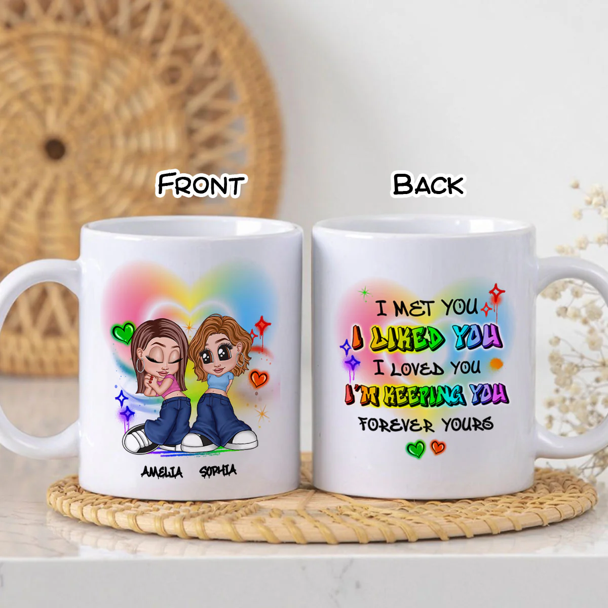 Pride Month LGBT Y2K Couple I Met You Personalized Mug, Gift For Couple - Image 5