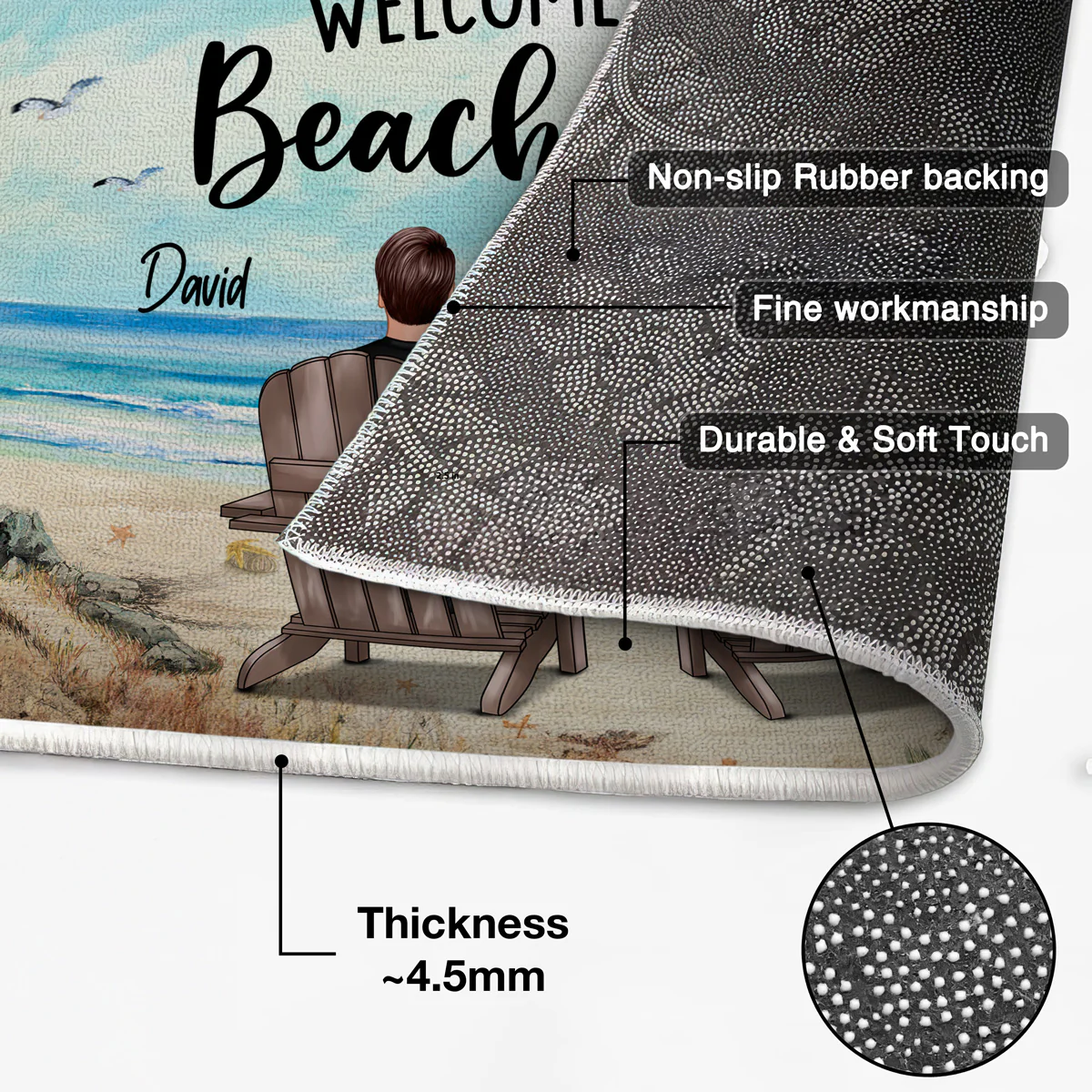 Probably At The Beach Couple Sitting Back View Beach House Gift Personalized Doormat - Image 4