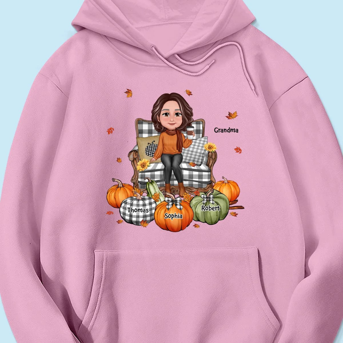 Grandma Sitting On Chair Pumpkins Personalized Shirt - Image 17