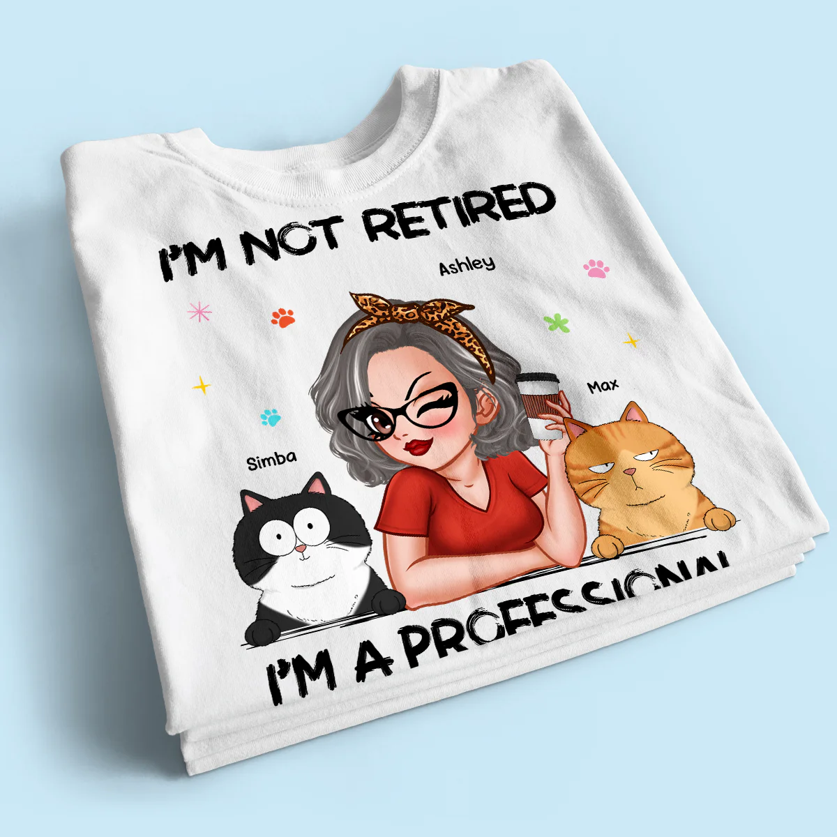 Professional Cat Mom, Retirement Gift For Cat Lovers Personalized Shirt - Image 2