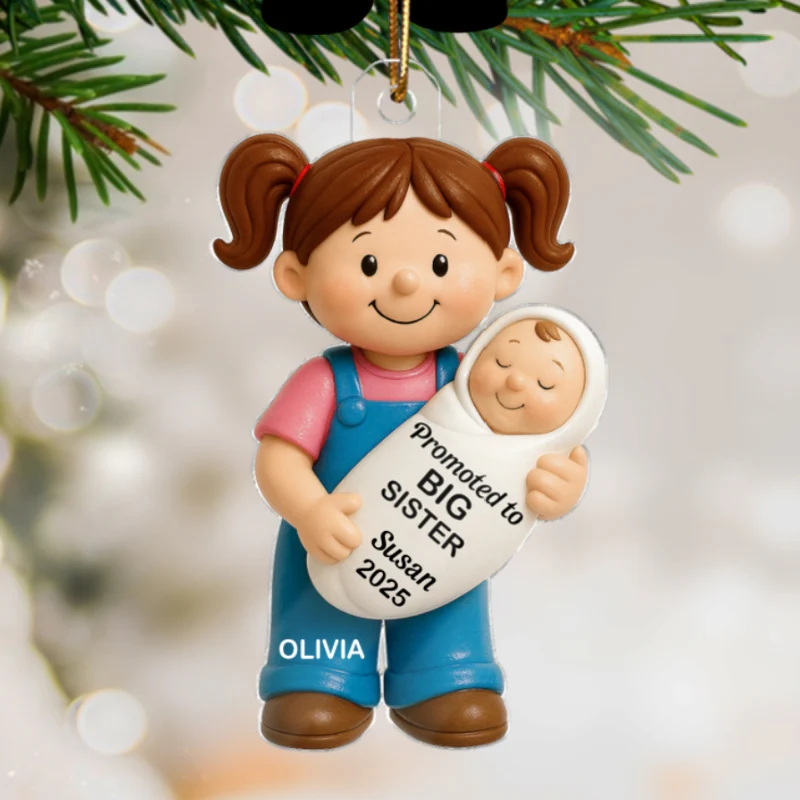 Promoted To Big Sister Big Brother Personalized Acrylic Ornament, New Big Brother, New Big Sister Gift - Image 11