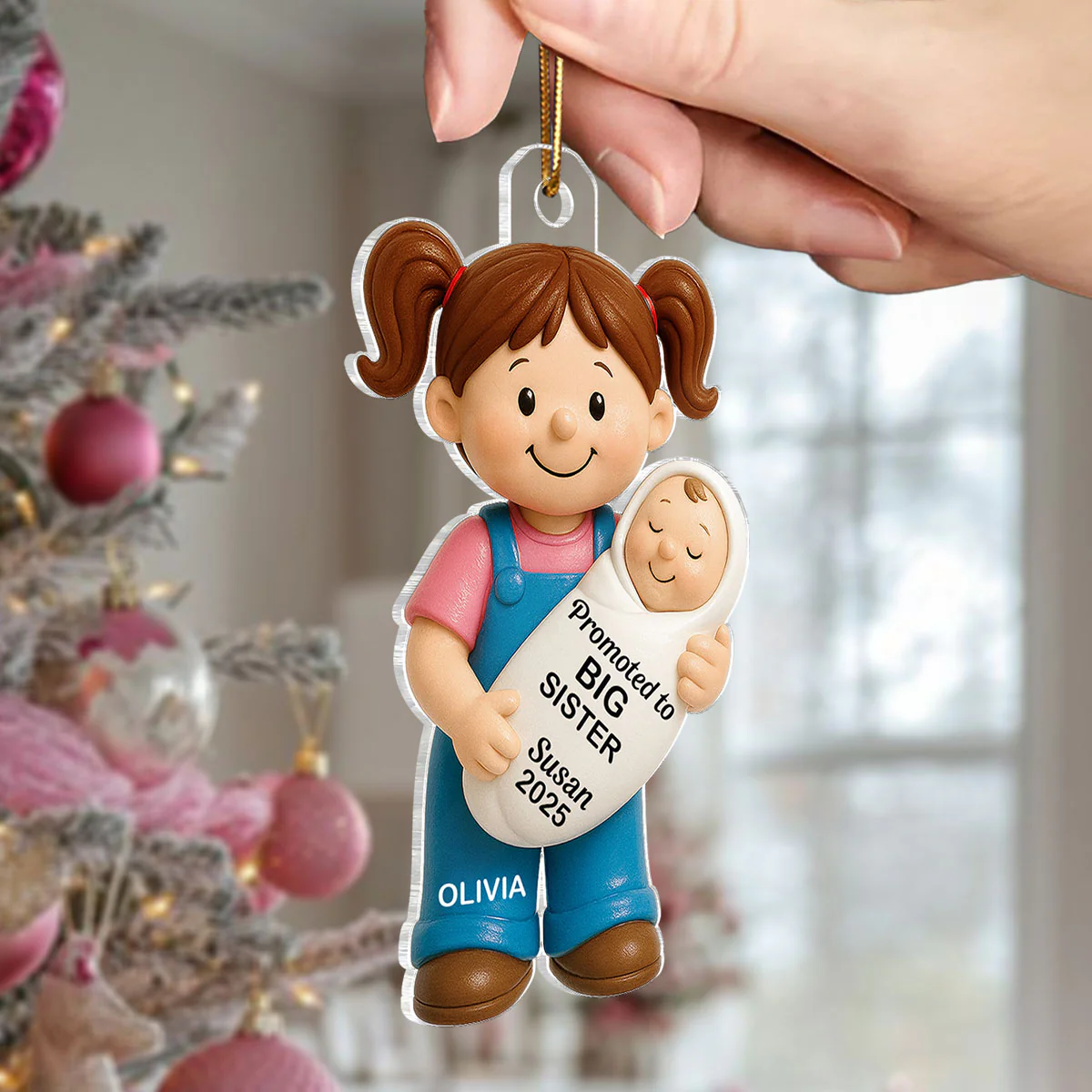 Promoted To Big Sister Big Brother Personalized Acrylic Ornament, New Big Brother, New Big Sister Gift - Image 3