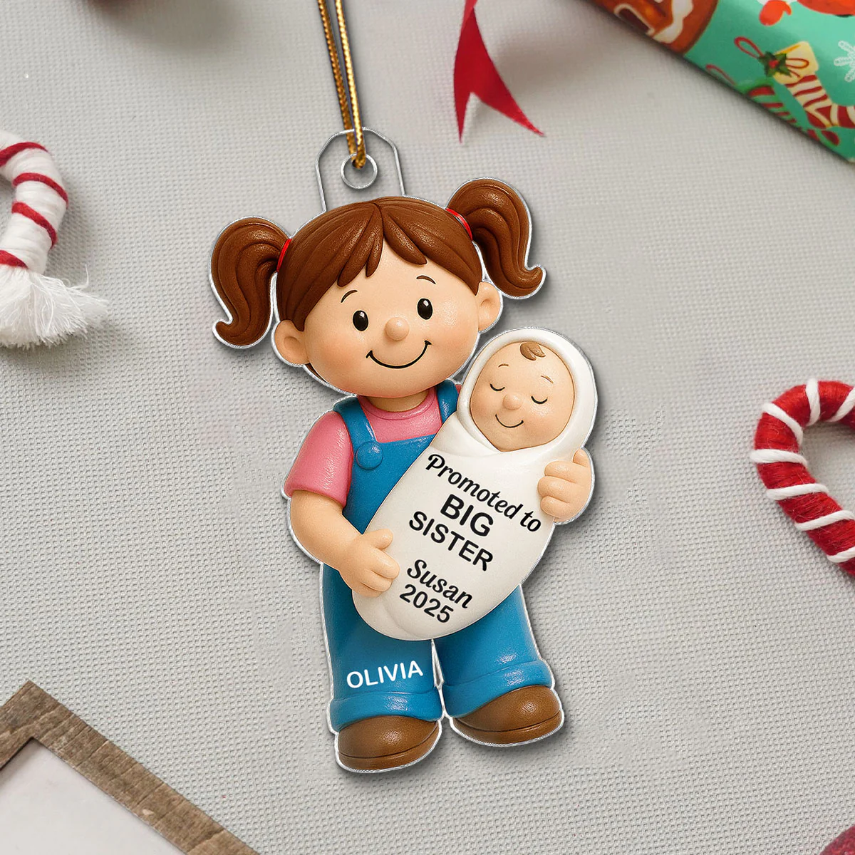 Promoted To Big Sister Big Brother Personalized Acrylic Ornament, New Big Brother, New Big Sister Gift - Image 5