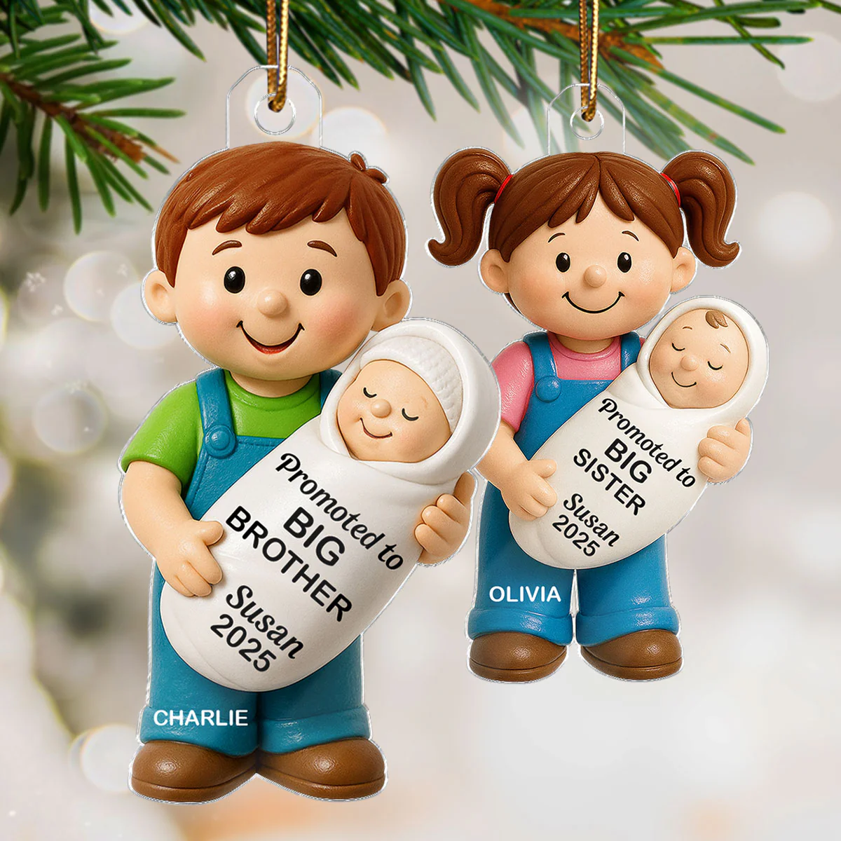 Promoted To Big Sister Big Brother Personalized Acrylic Ornament, New Big Brother, New Big Sister Gift - Image 7