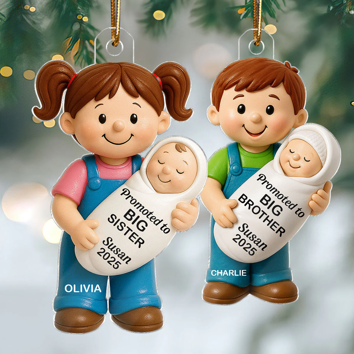 Promoted To Big Sister Big Brother Personalized Acrylic Ornament, New Big Brother, New Big Sister Gift - Image 8