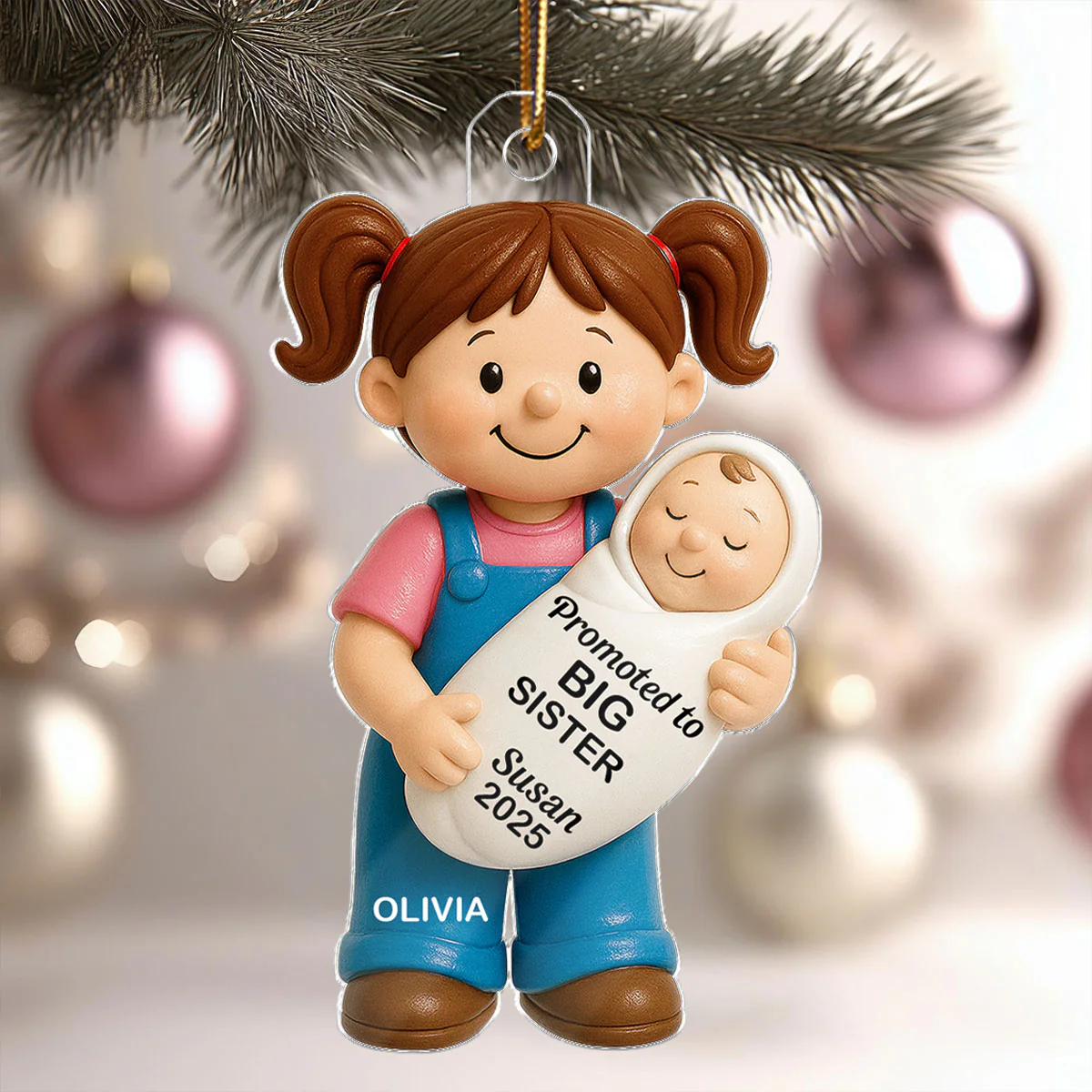 Promoted To Big Sister Big Brother Personalized Acrylic Ornament, New Big Brother, New Big Sister Gift - Image 9