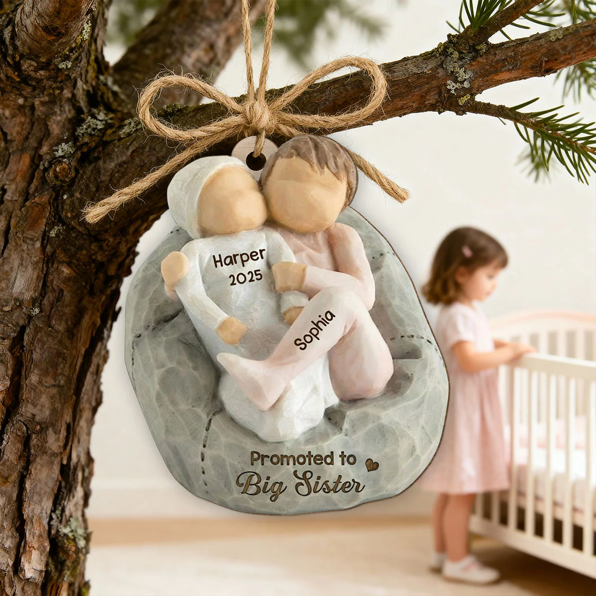 Promoted To Big Sister Big Brother - Personalized Wooden Ornament - New Big Brother, New Big Sister Gift - Image 10