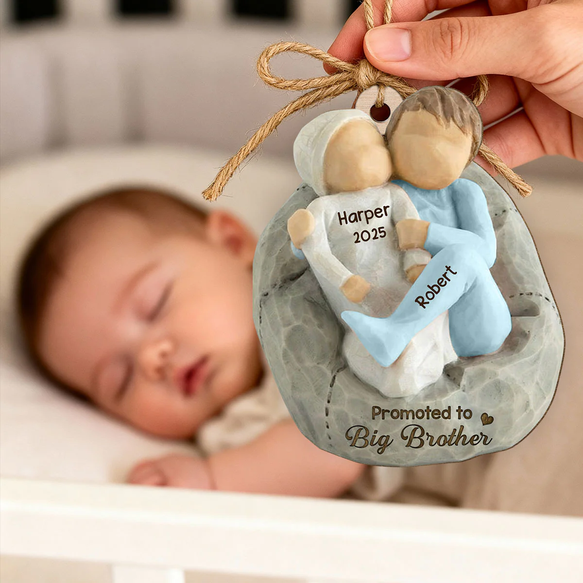 Promoted To Big Sister Big Brother - Personalized Wooden Ornament - New Big Brother, New Big Sister Gift - Image 4