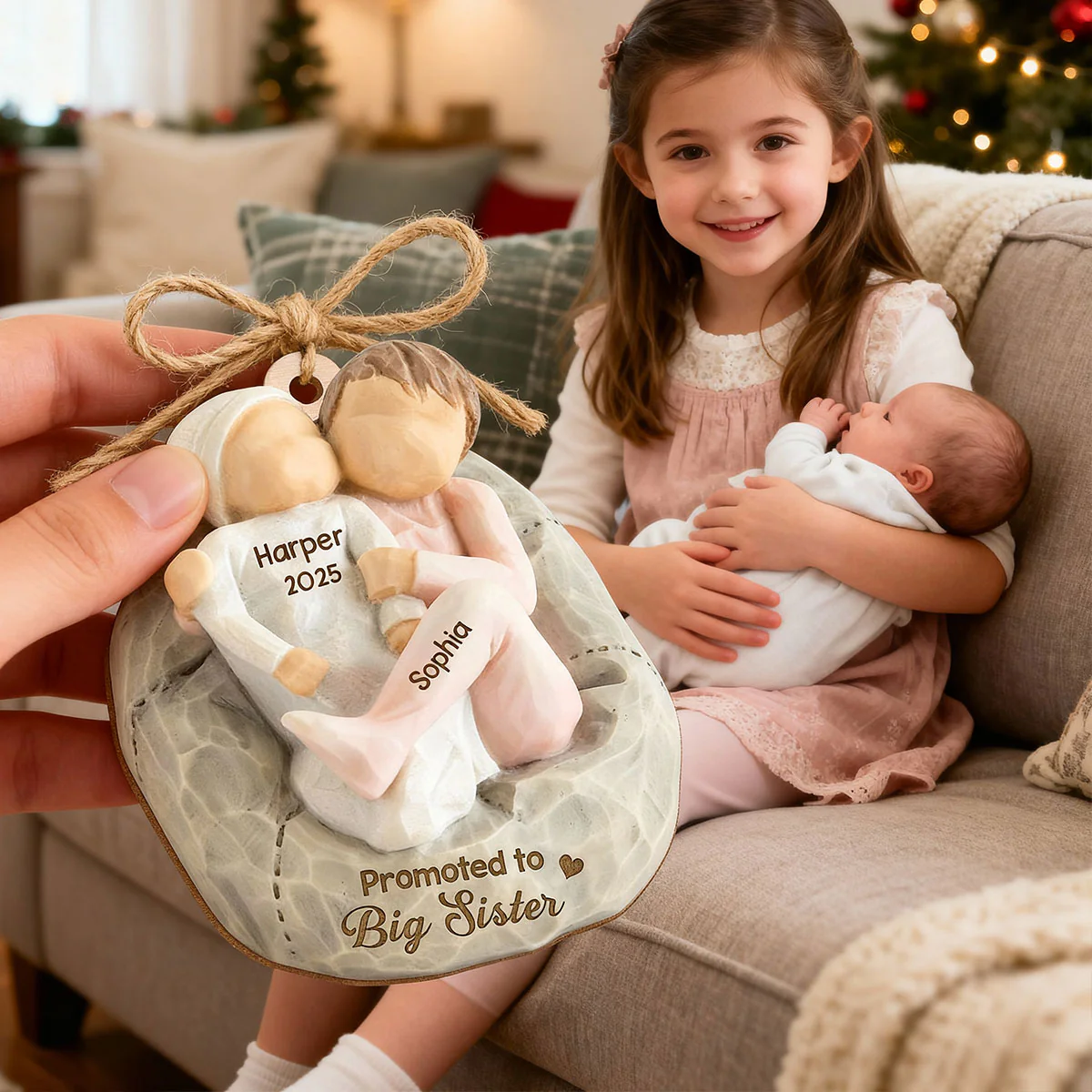 Promoted To Big Sister Big Brother - Personalized Wooden Ornament - New Big Brother, New Big Sister Gift - Image 5