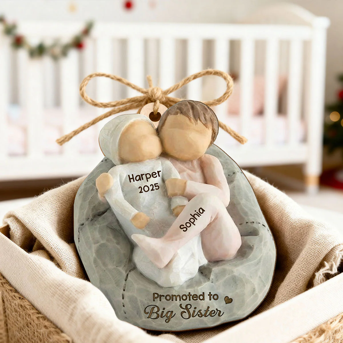 Promoted To Big Sister Big Brother - Personalized Wooden Ornament - New Big Brother, New Big Sister Gift - Image 9