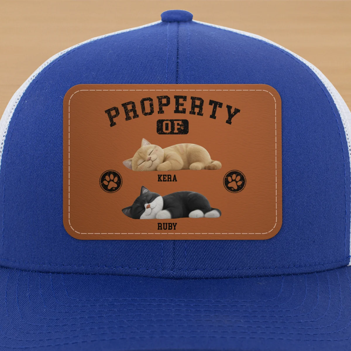 Property Of Cute Sleeping Cats Personalized Leather Patch Hat, Father's Day gift - Image 20