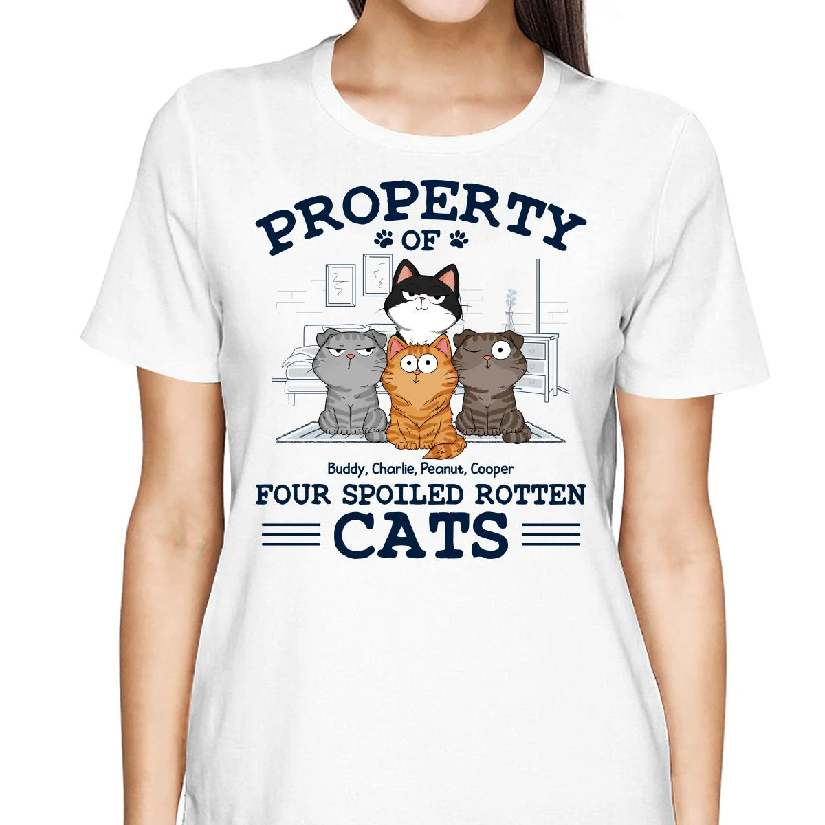 Property Of Spoiled Rotten Cats Funny Cats Expressions Personalized Shirt - Image 2