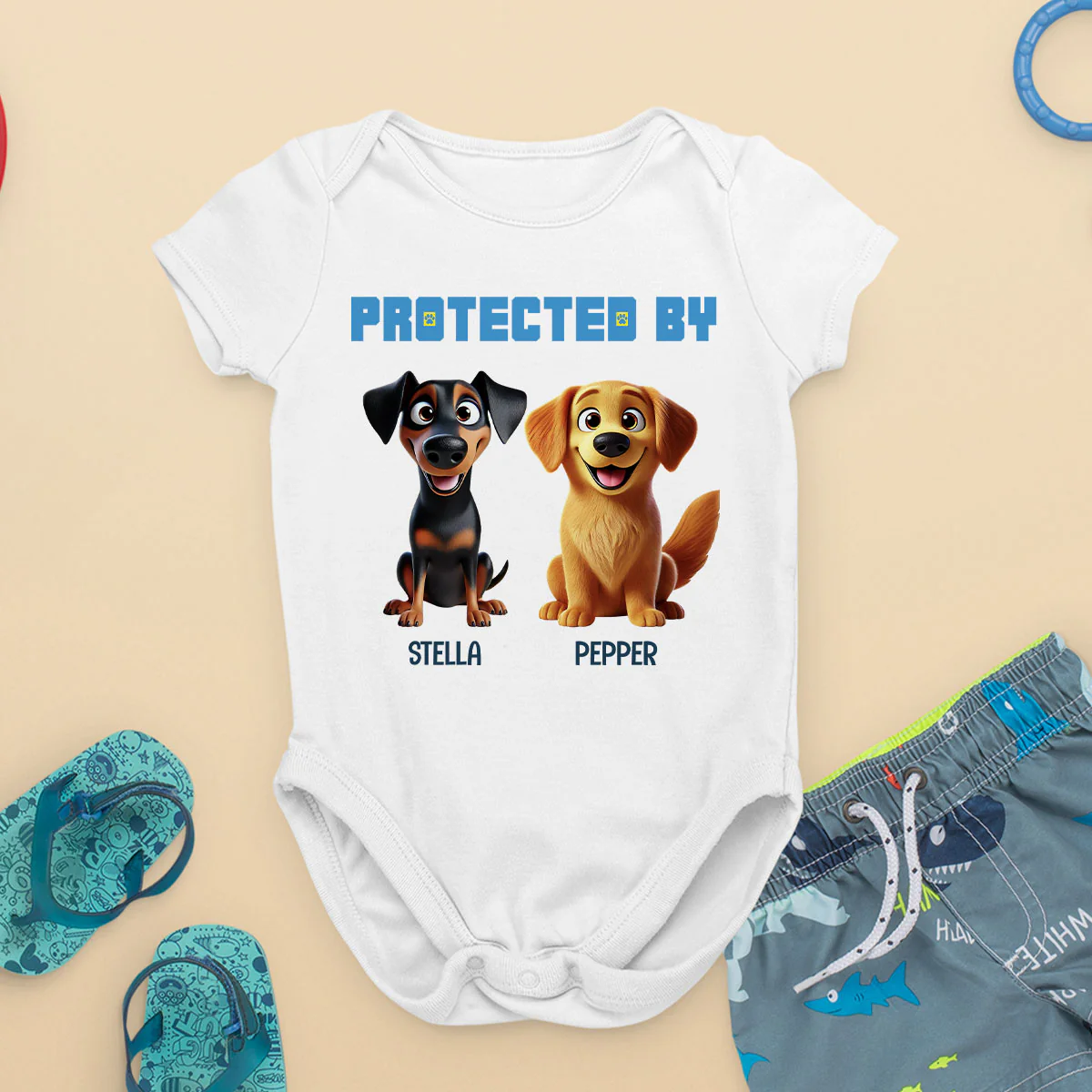 Protected By Dogs Personalized Baby Onesie Baby Shirt