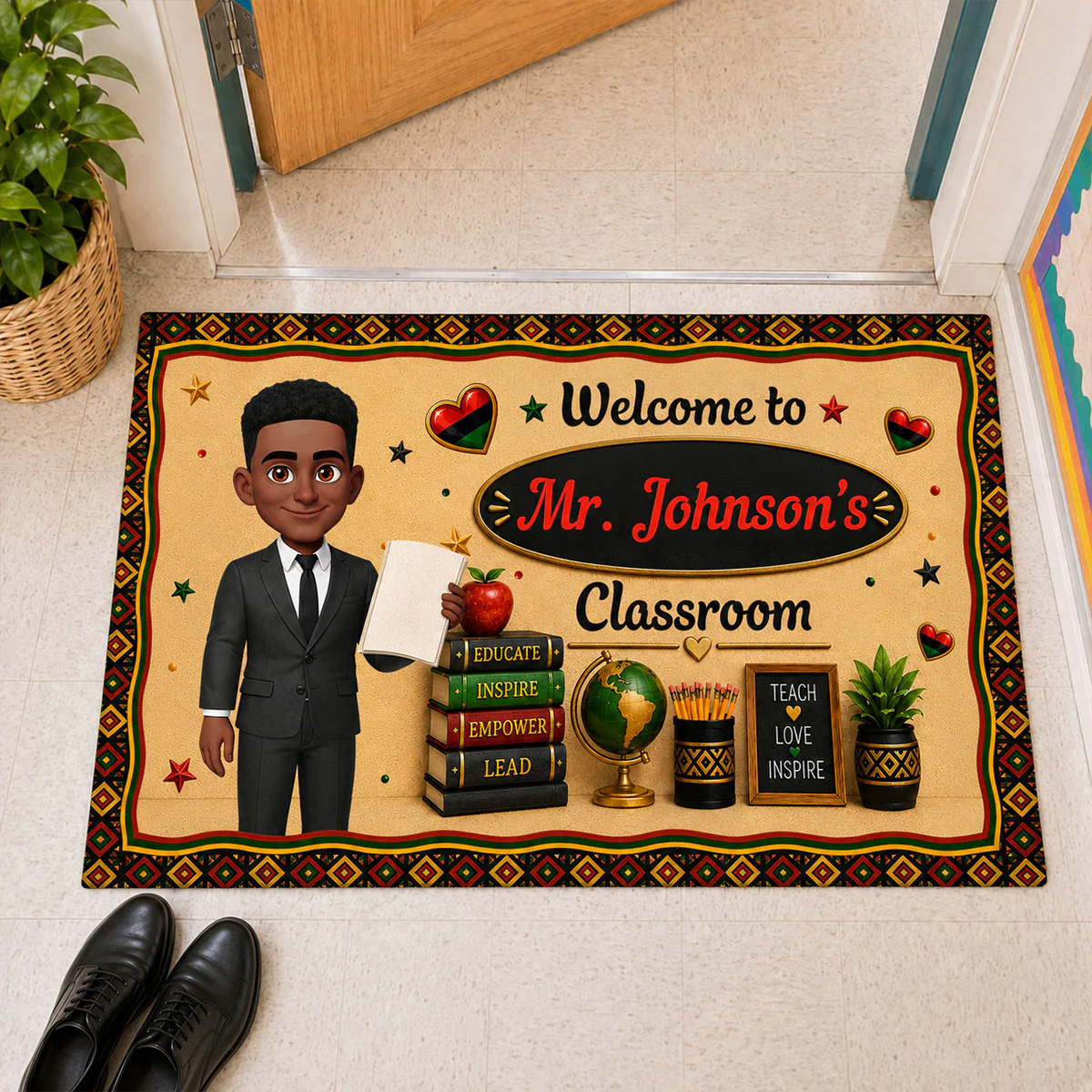 Proud African American Teacher - Personalized Doormat - Appreciation Gift For Teacher - Image 2