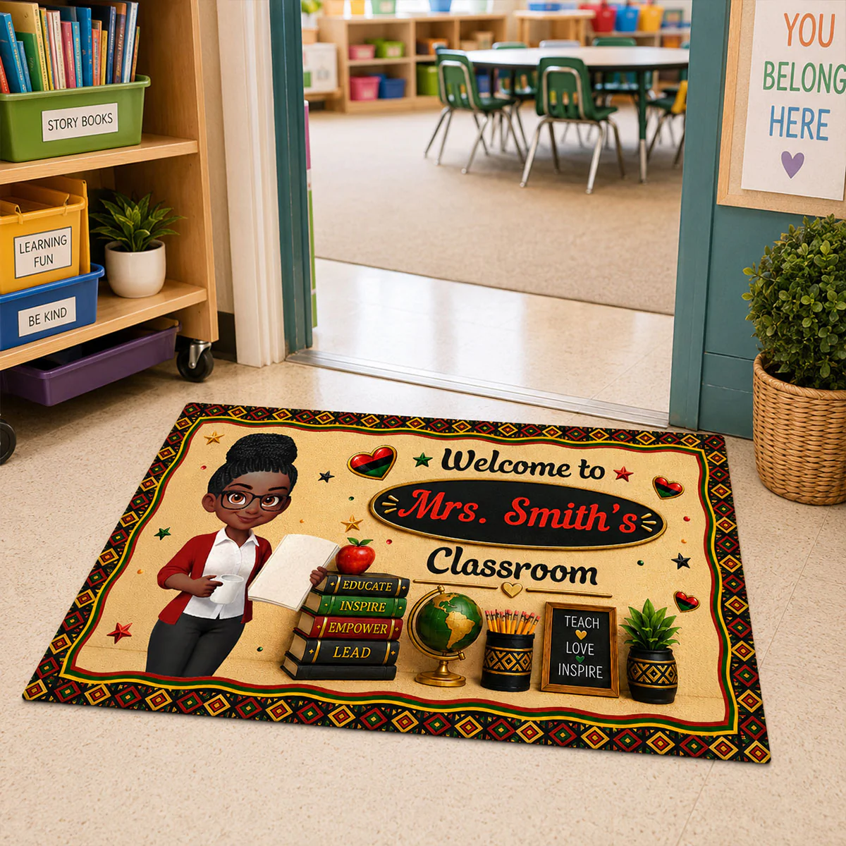 Proud African American Teacher - Personalized Doormat - Appreciation Gift For Teacher - Image 3