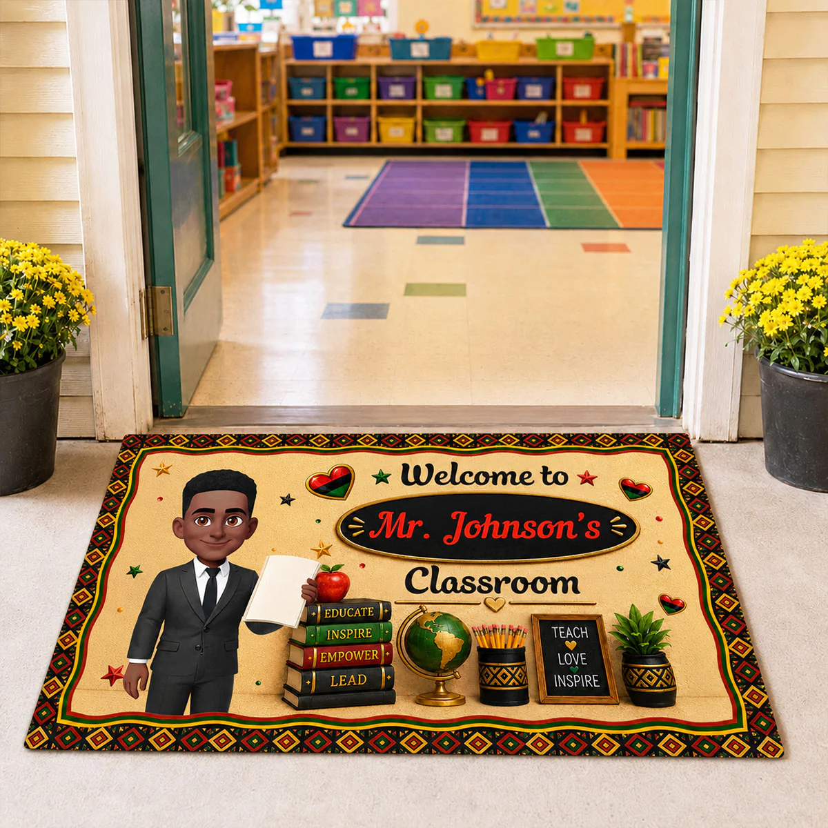 Proud African American Teacher - Personalized Doormat - Appreciation Gift For Teacher - Image 5