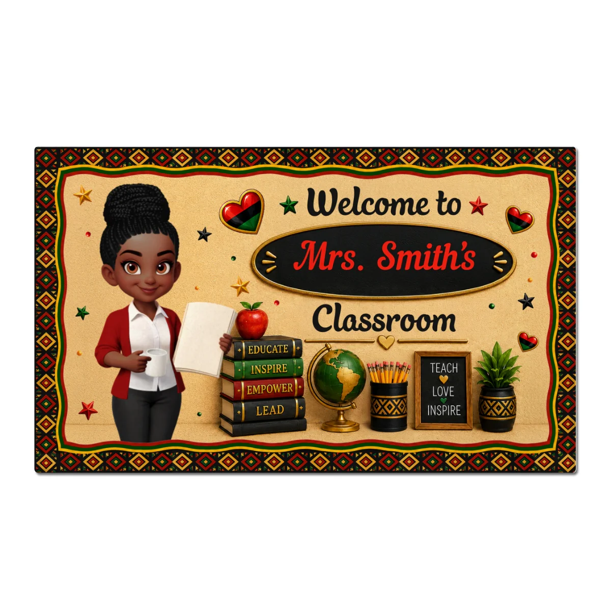Proud African American Teacher - Personalized Doormat - Appreciation Gift For Teacher - Image 7