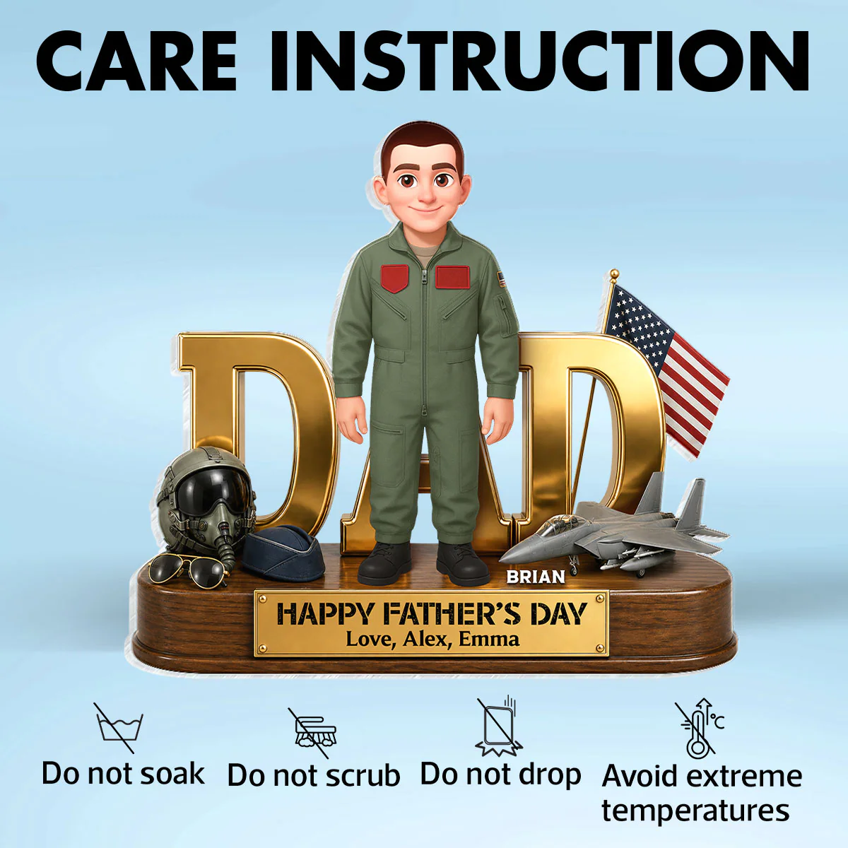 Proud American Air Force Dad You Are Our Hero - Personalized Acrylic Block Plaque - Gift For Dad - Image 9