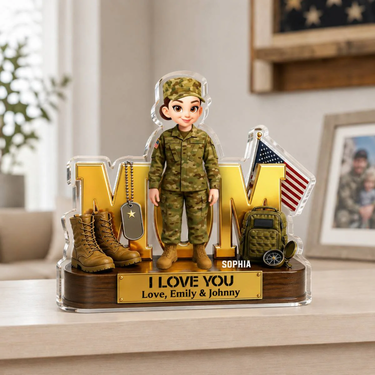 Proud American Military Armed Force Hero Dad 2D Flat - Personalized Acrylic Block Plaque -  Unique Trending  Gift For Dad, Husband - Image 10