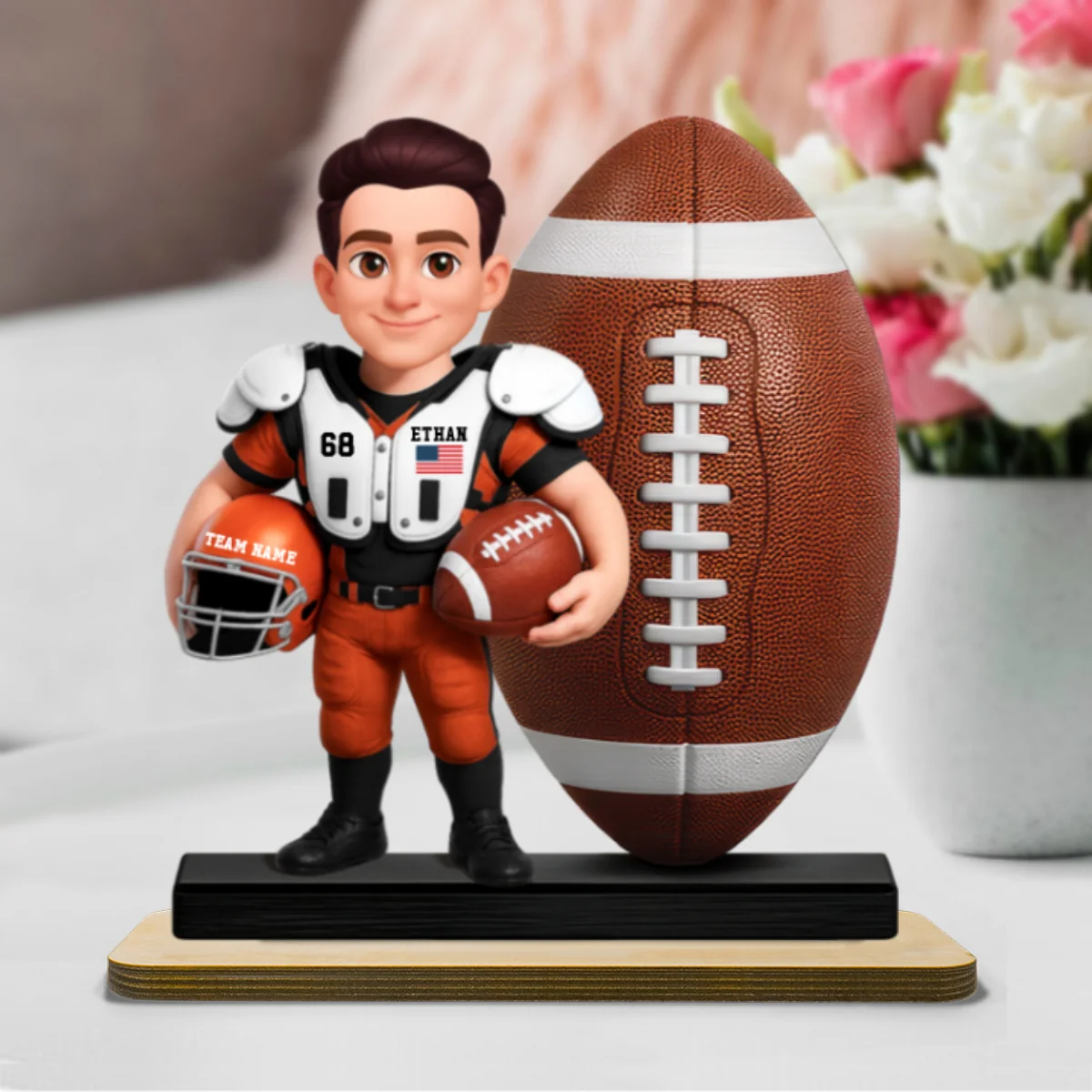 Proud American Football Player - Personalized 2-Layered Wooden Plaque - Gift For Football Players, Football Lovers - Image 10