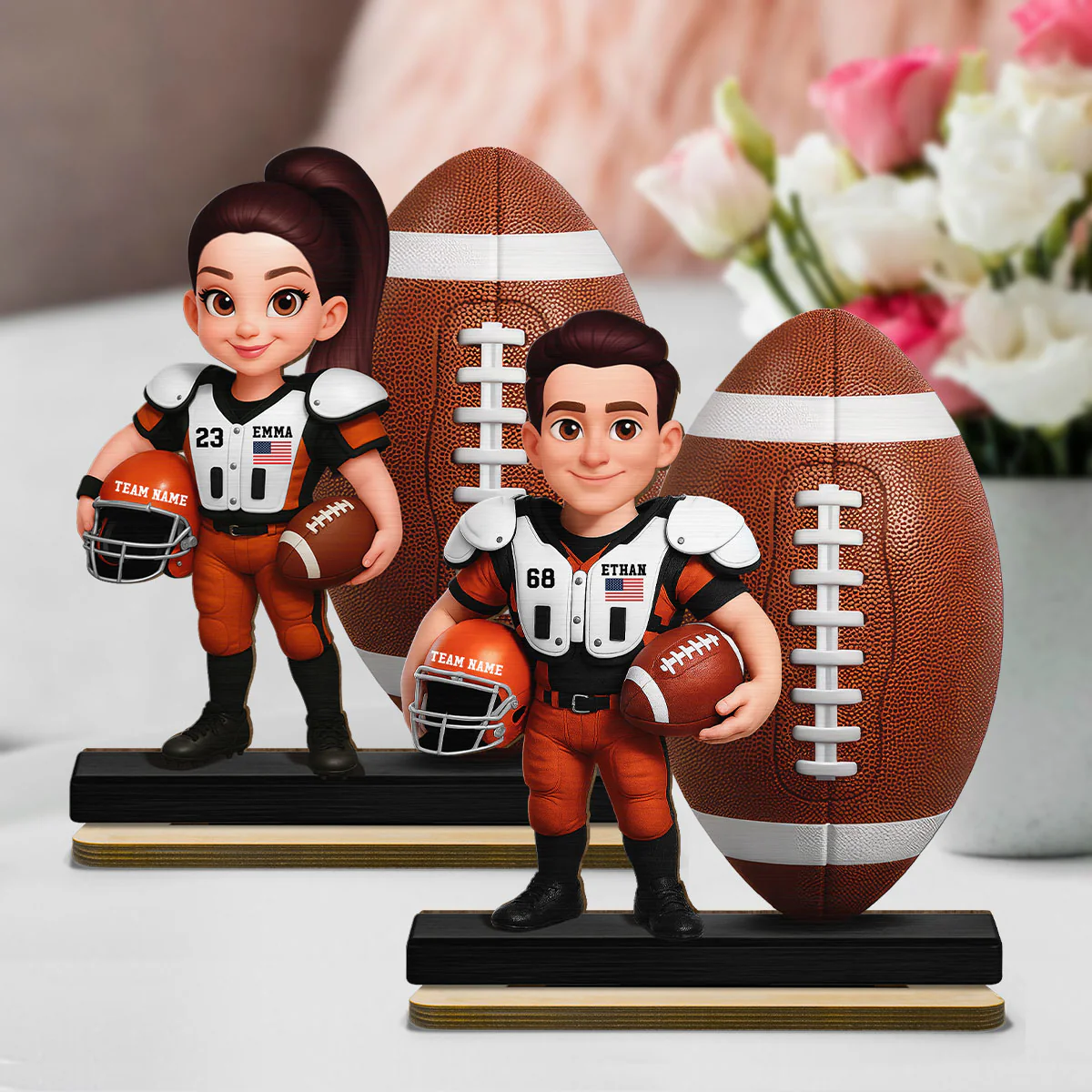 Proud American Football Player - Personalized 2-Layered Wooden Plaque - Gift For Football Players, Football Lovers - Image 3
