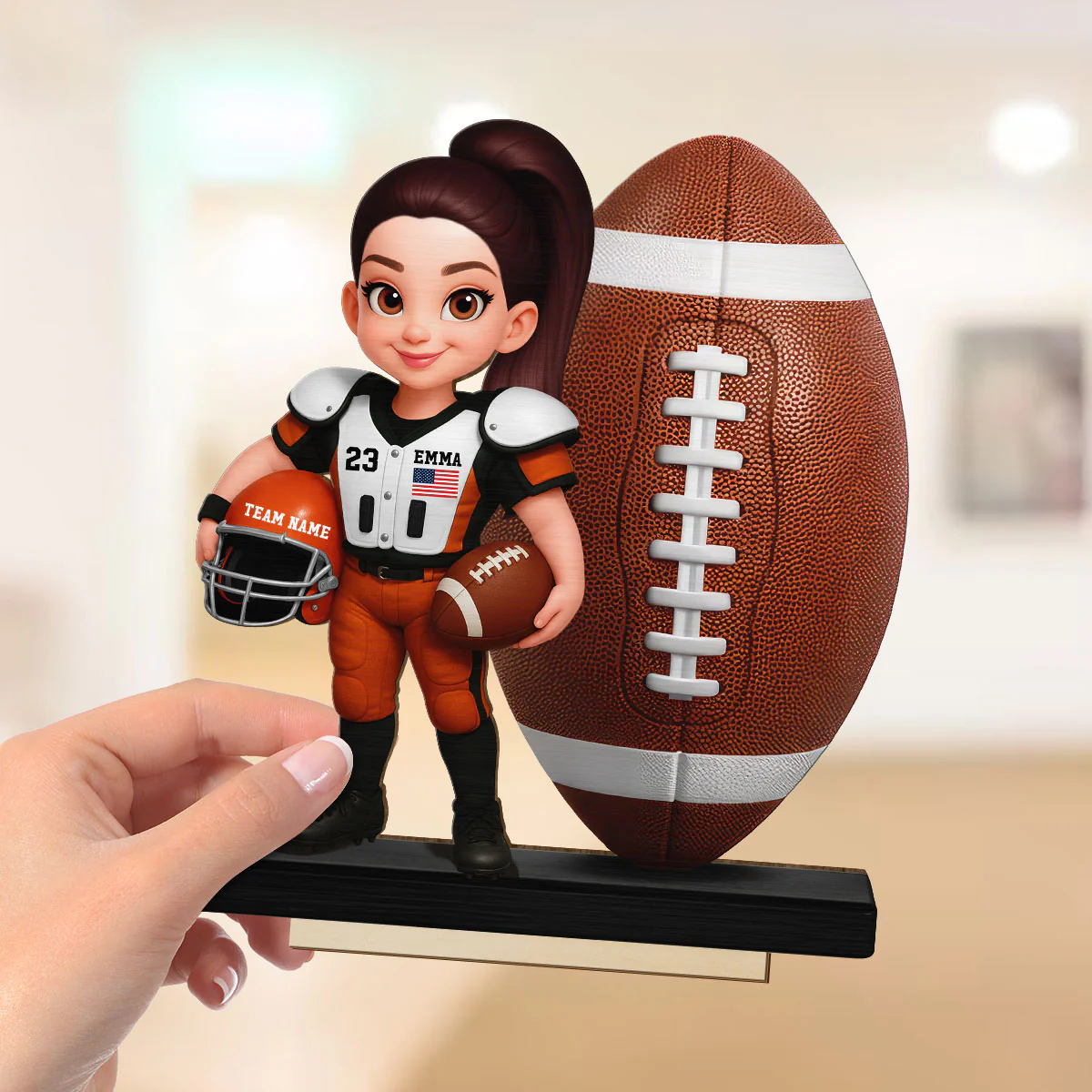 Proud American Football Player - Personalized 2-Layered Wooden Plaque - Gift For Football Players, Football Lovers - Image 4
