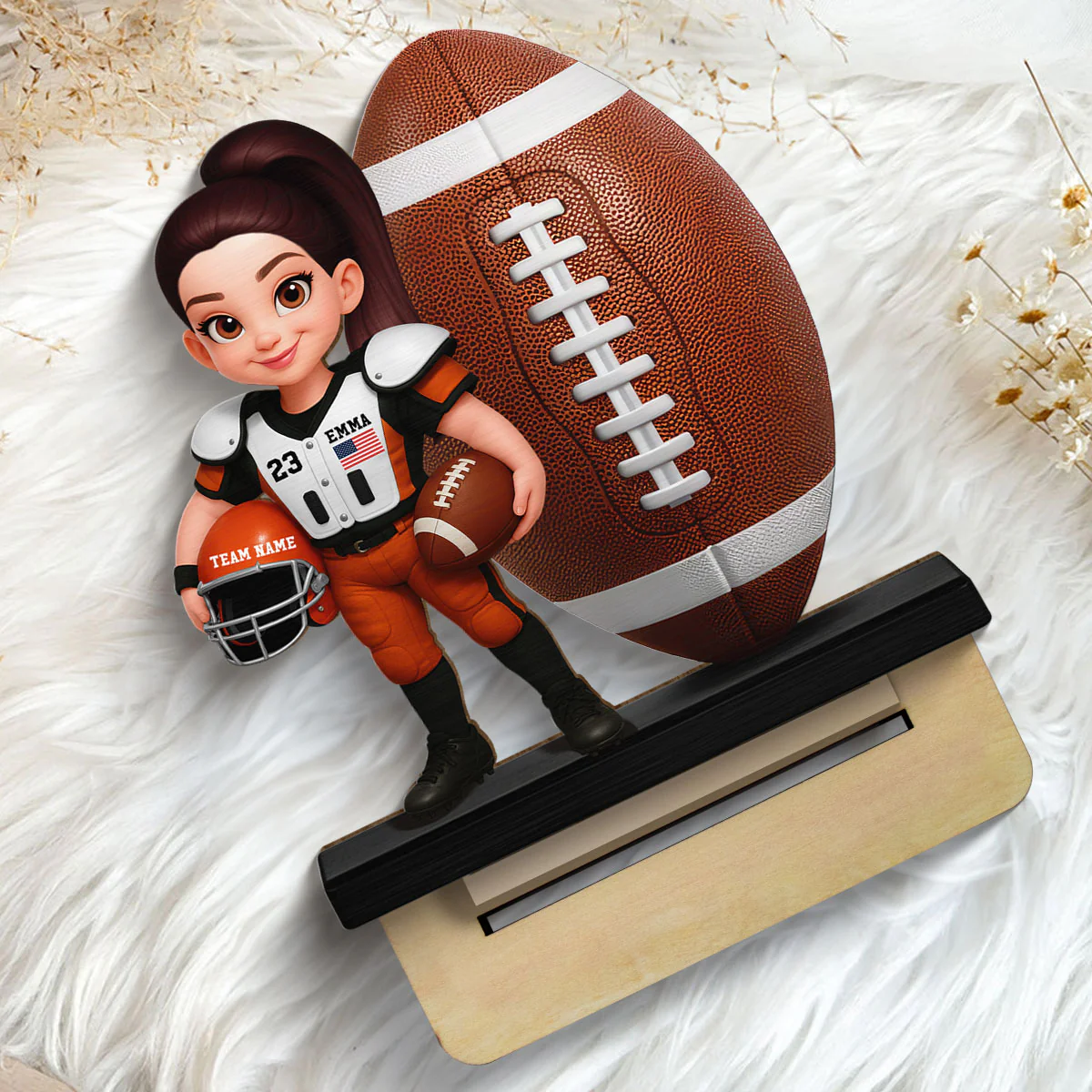 Proud American Football Player - Personalized 2-Layered Wooden Plaque - Gift For Football Players, Football Lovers - Image 5