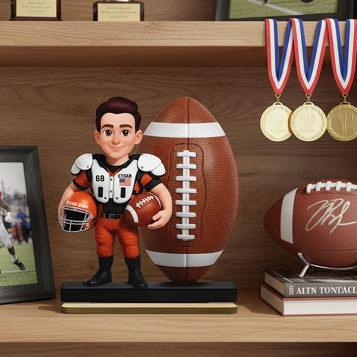 Proud American Football Player - Personalized 2-Layered Wooden Plaque - Gift For Football Players, Football Lovers - Image 9
