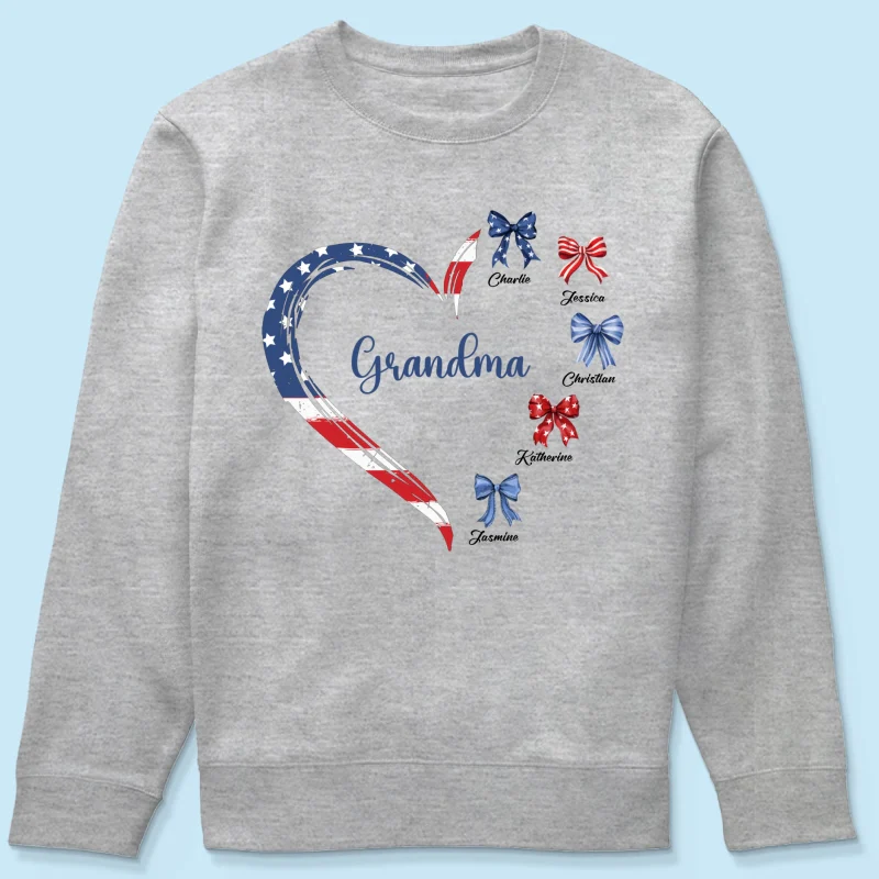 Proud American Grandma Mom Heart Bow Personalized Shirt - Image 20