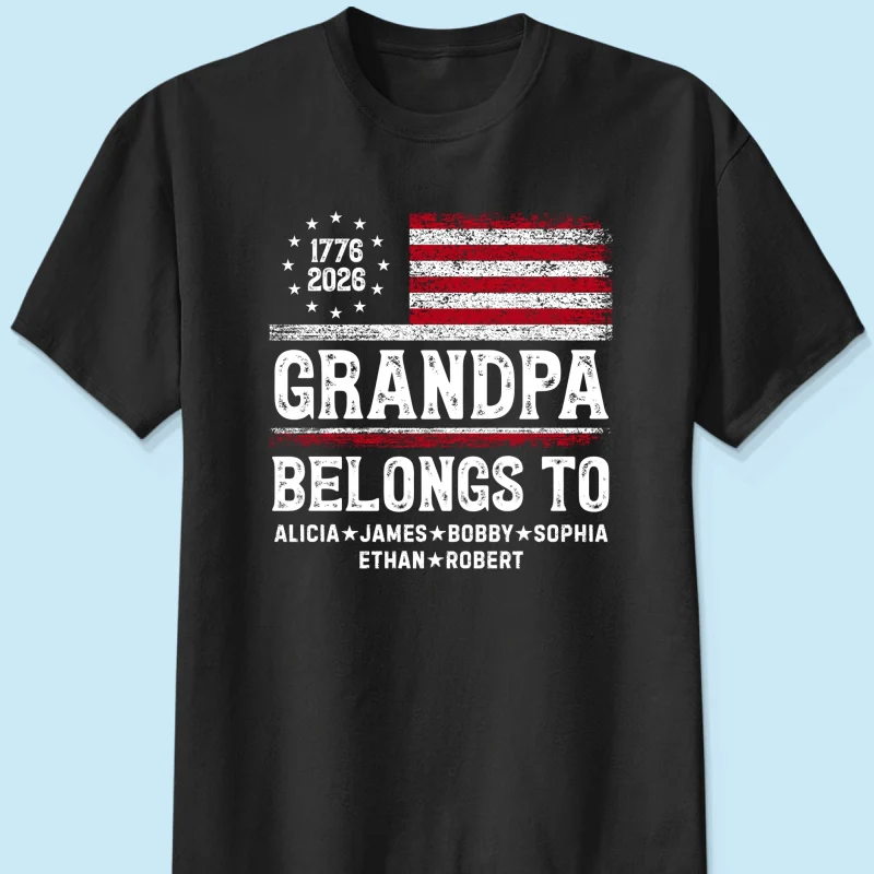 Proud American Grandpa Custom Kids Names Nation Flag American 250th Anniversary - Personalized Shirt - Father's Day Gift For Dad, Grandpa - Image 13
